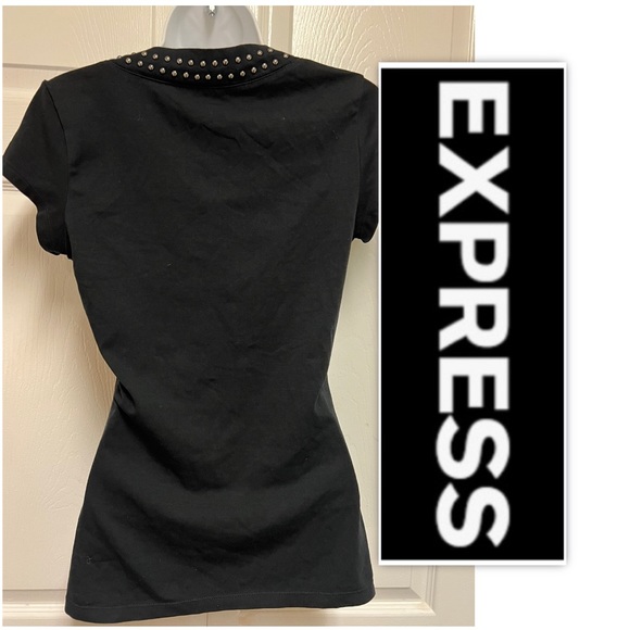 COPY - Express Sexy Basic Black Studded Tee - Picture 2 of 8